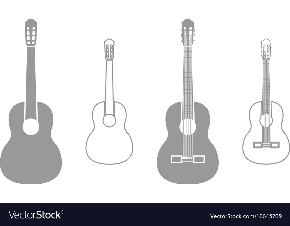 Guitar grey set icon