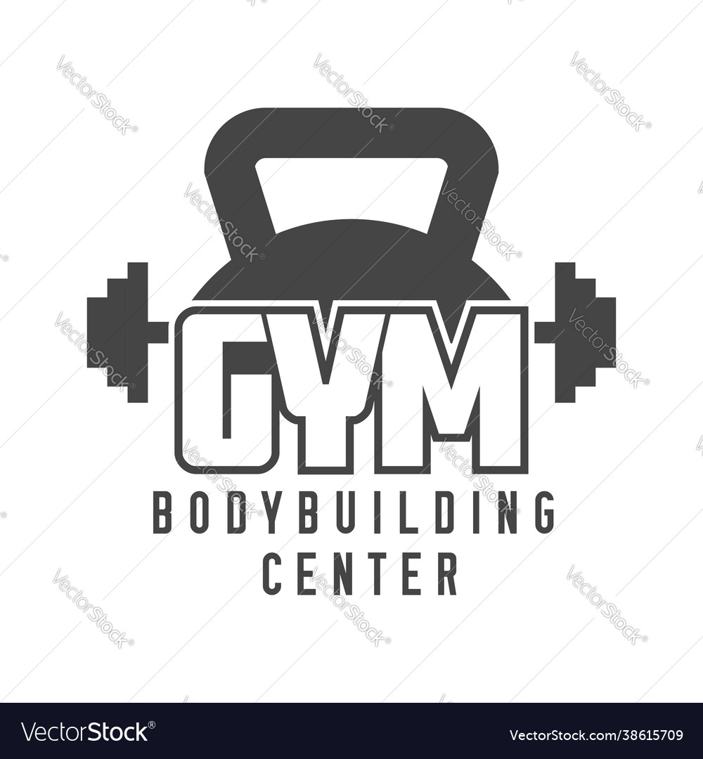 Gym bodybuilding fitness center emblem Royalty Free Vector