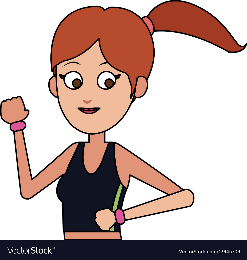 Happy woman running cartoon icon image