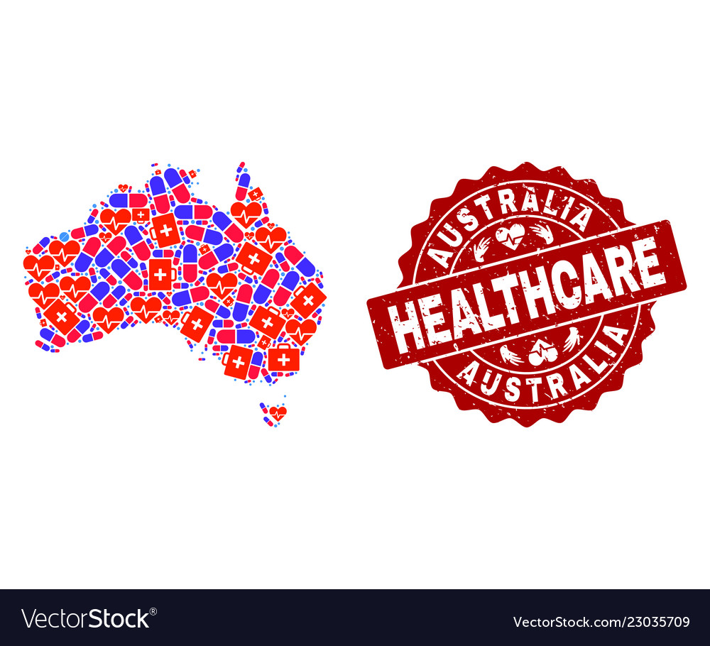 Gesundheit Zusammensetzung der Mosaikkarte australia vector image Gesundheit Zusammensetzung der Mosaikkarte australia