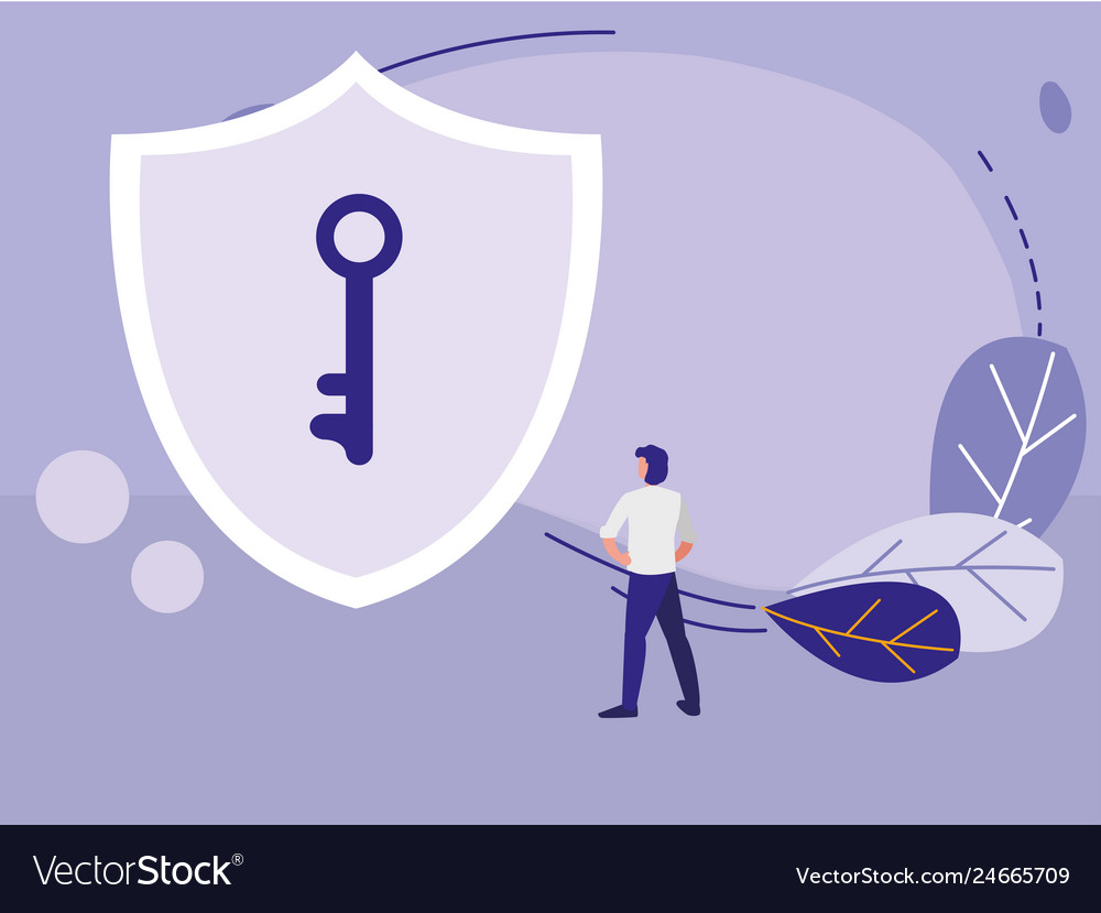 Man using shield security with key