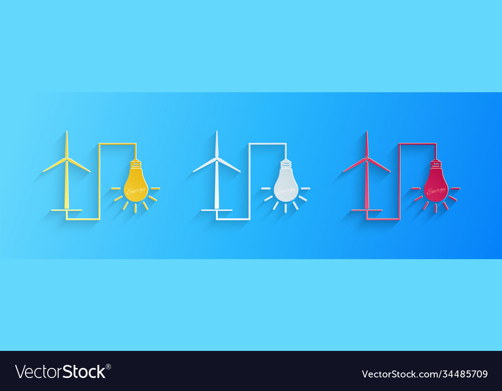 Paper cut wind mill turbine generating power