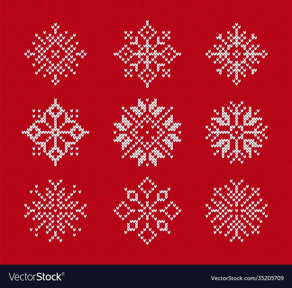 Red Knitted Snowflake Pattern