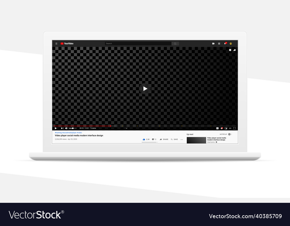 Responsive design desktop web video player page vector image Responsive design desktop web video player page