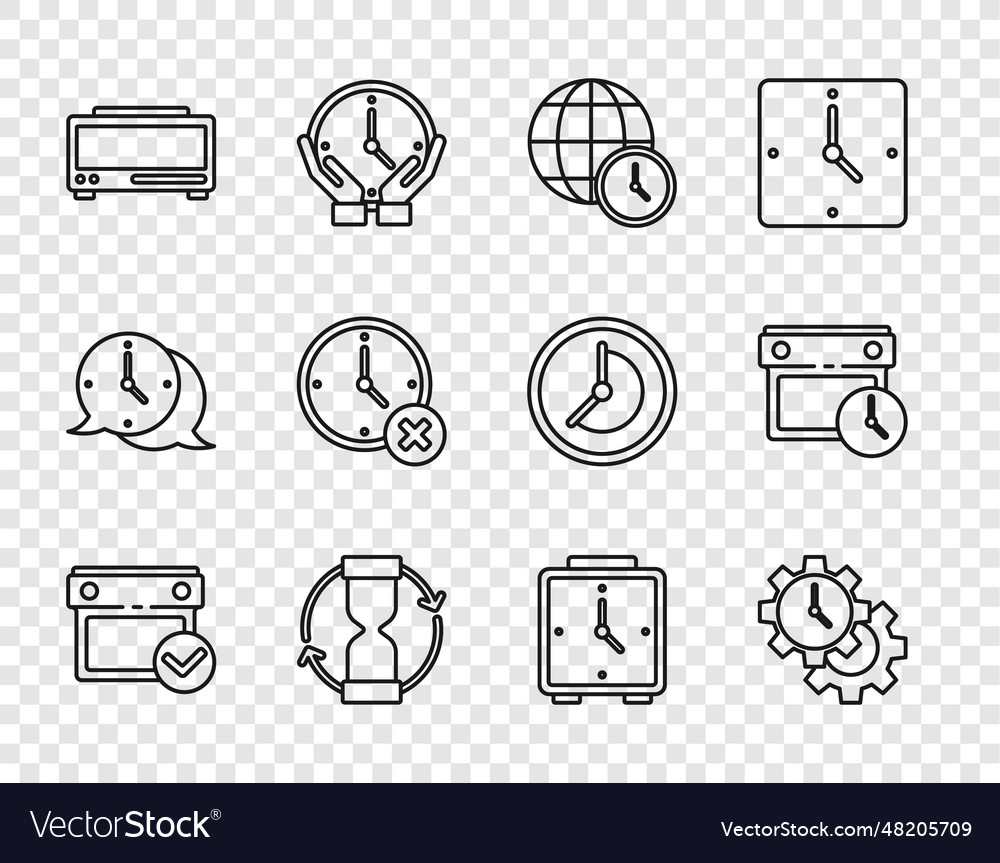 Set line calendar with check mark time management Vector Image Set line calendar with check mark time management