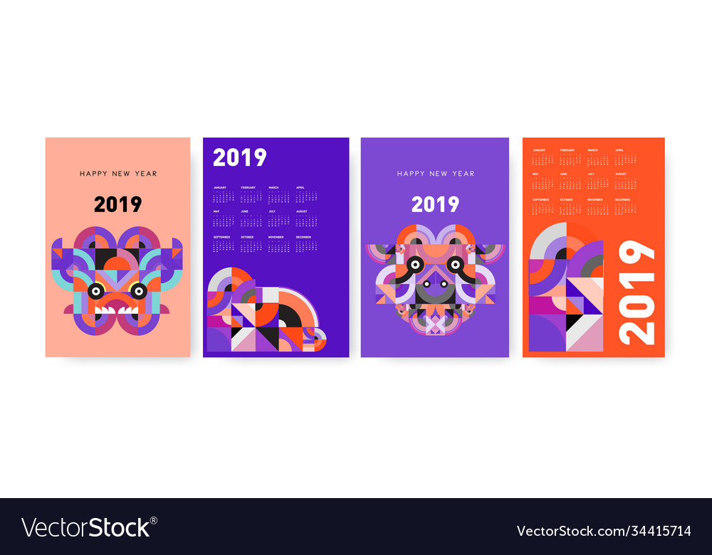 2021 calendar design template with colorful