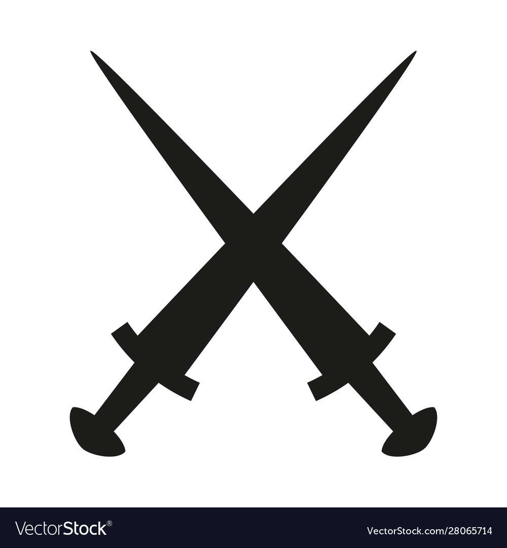 Black and white crossed daggers silhouette Vector Image