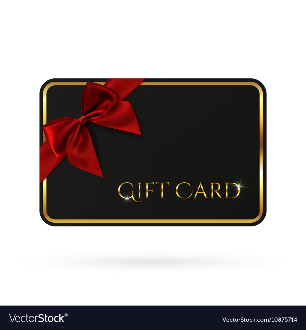 Black gift card template with red ribbon and a bow Throughout Present Card Template