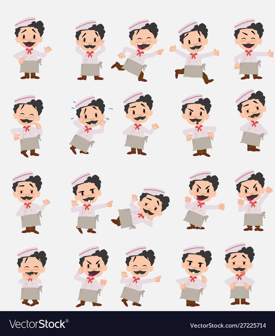 Cartoon character chef set with different