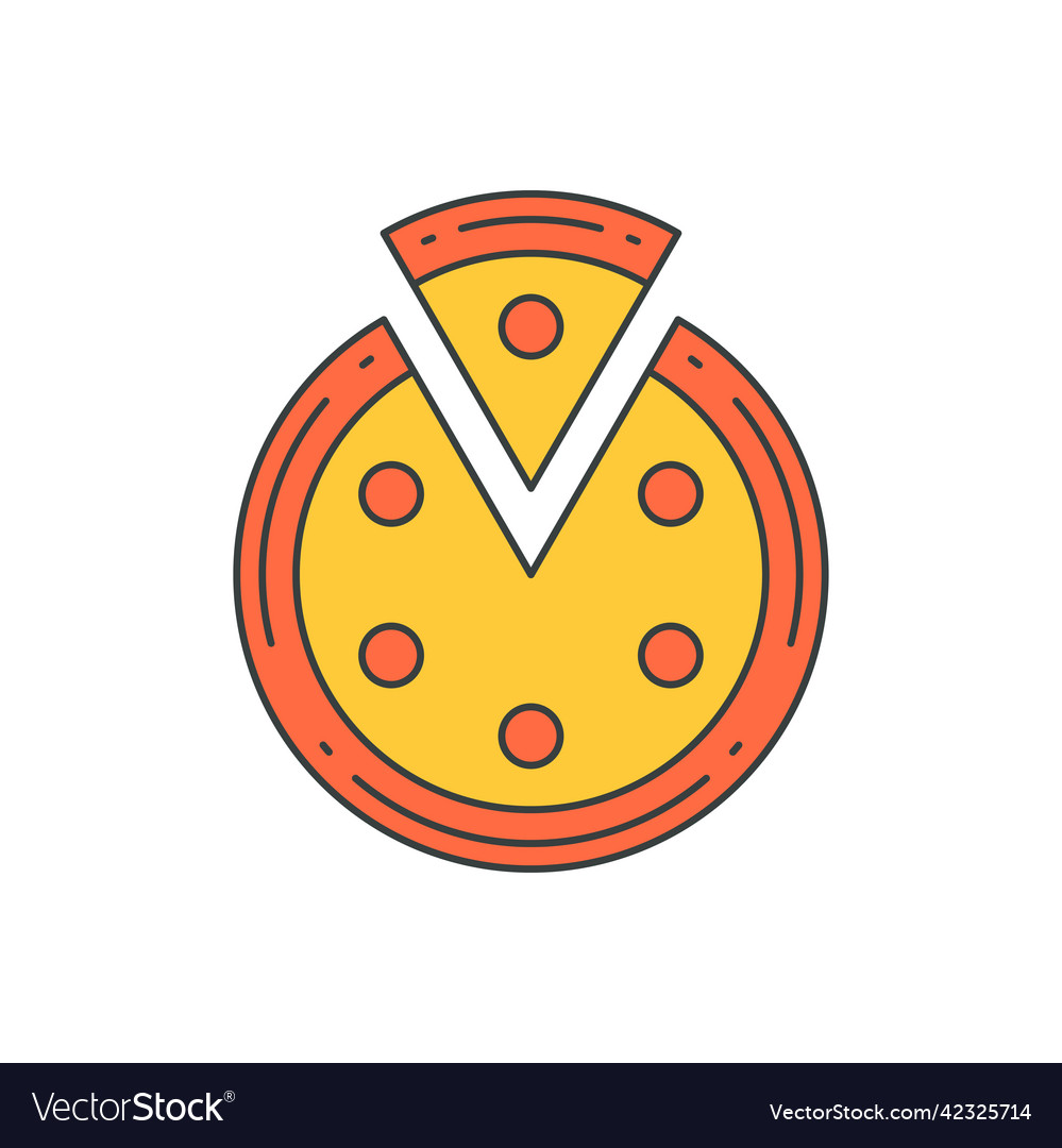 Circle pizza with cutted triangle slice top view Vector Image