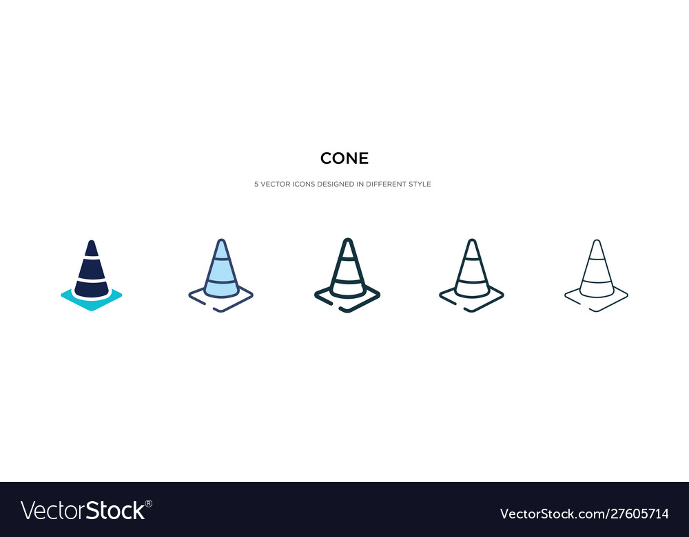 Cone icon in different style two colored vector image Cone icon in different style two colored