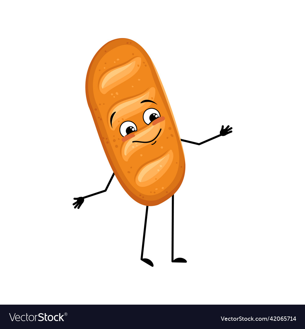 Süßes Brotzeichen mit fröhlichen Emotionen vector image Süßes Brotzeichen mit fröhlichen Emotionen