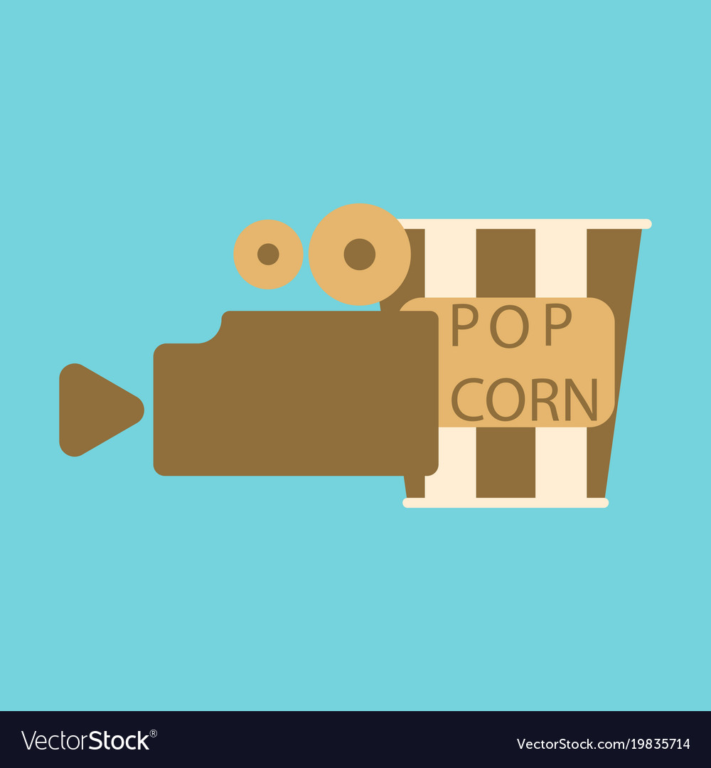 Flat icon popcorn cinema