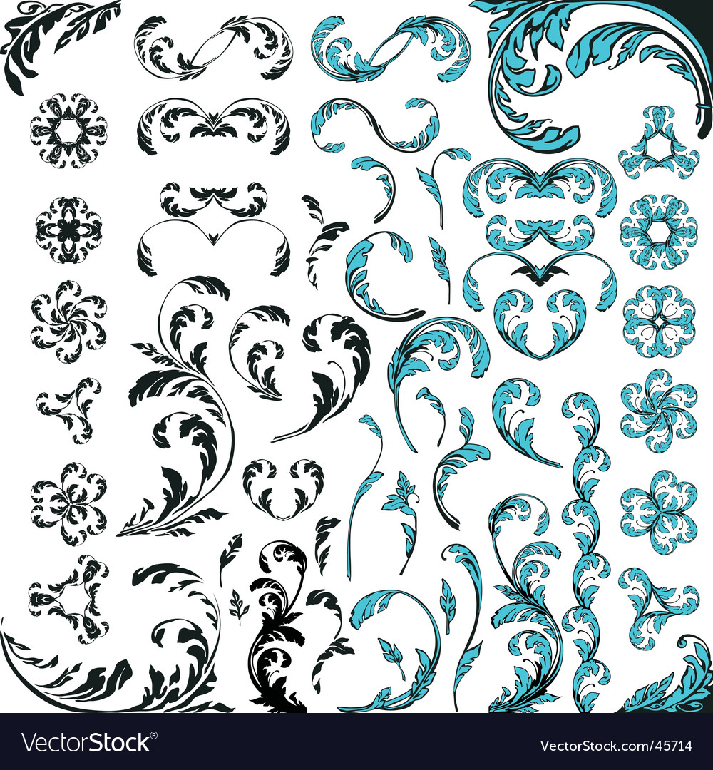 Floral element set Royalty Free Vector Image - VectorStock