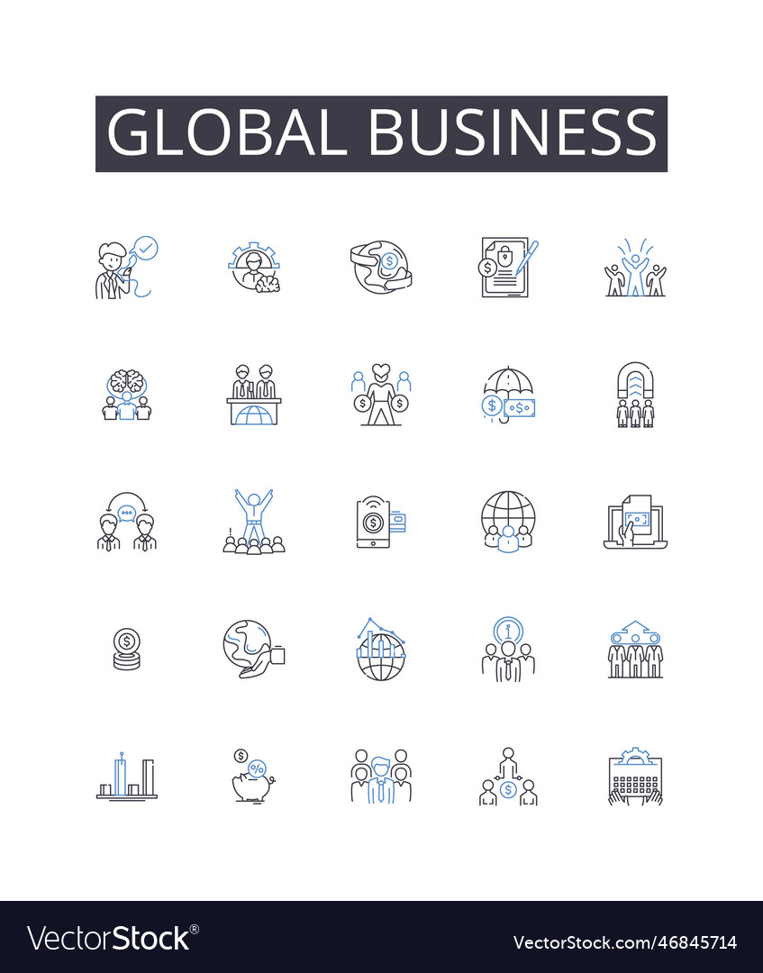 Global business line icons collection unity