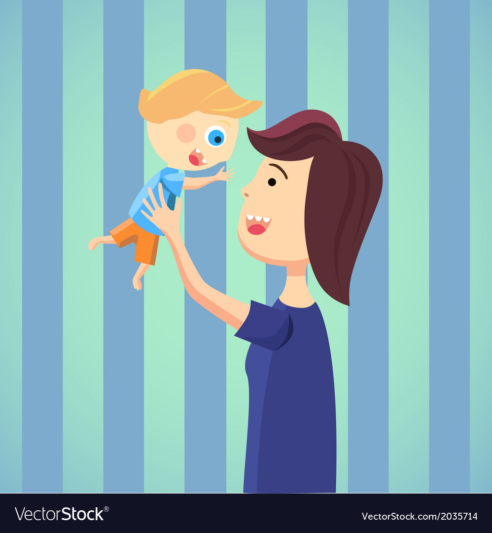 Happy mom with son cartoon Royalty Free Vector Image Happy mom with son cartoon Royalty Free Vector Image