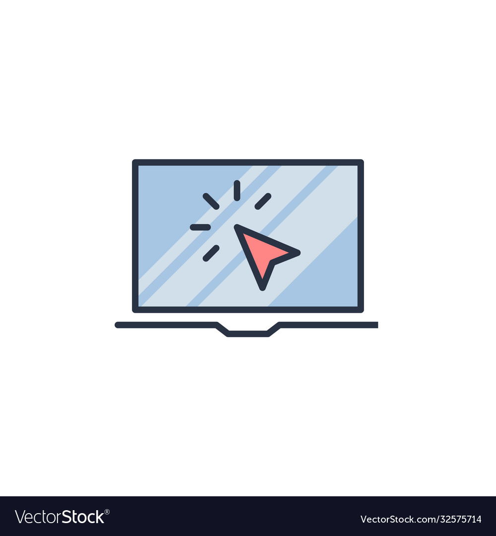 Laptop cursor click icon symbol isolated on white vector image Laptop cursor click icon symbol isolated on white