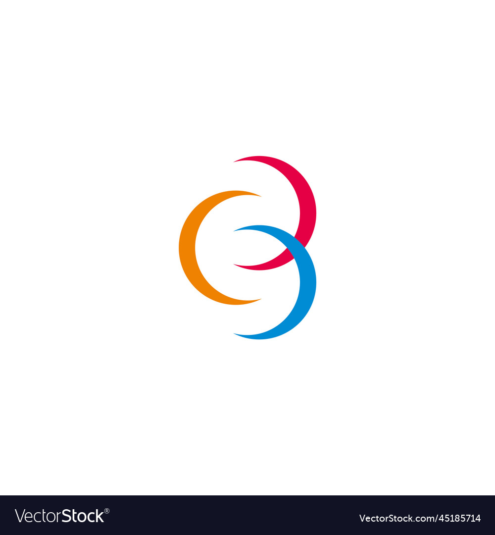 Letter cb linked curves colorful logo Royalty Free Vector
