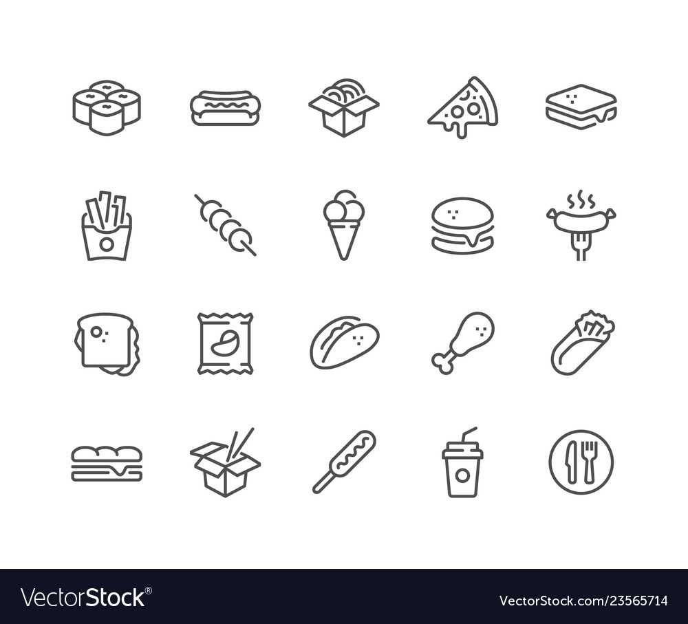 Line fast food icons Royalty Free Vector Image