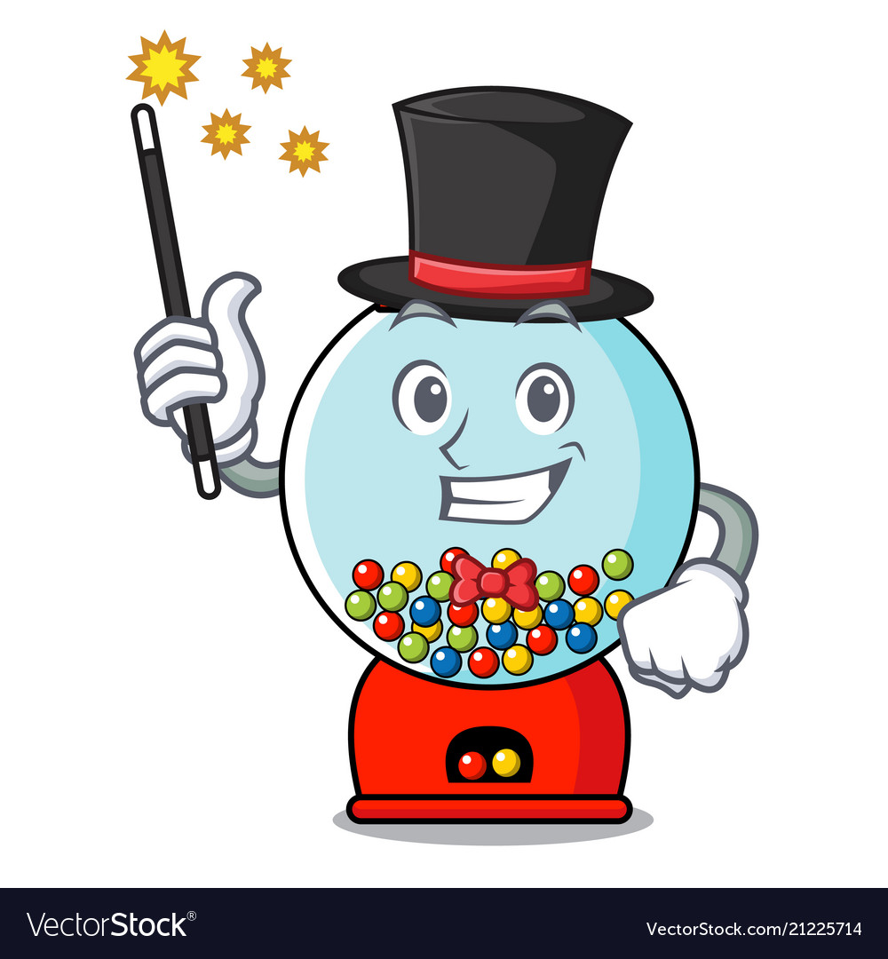 Magician gumball machine mascot cartoon Royalty Free Vector Magician gumball machine mascot cartoon Royalty Free Vector