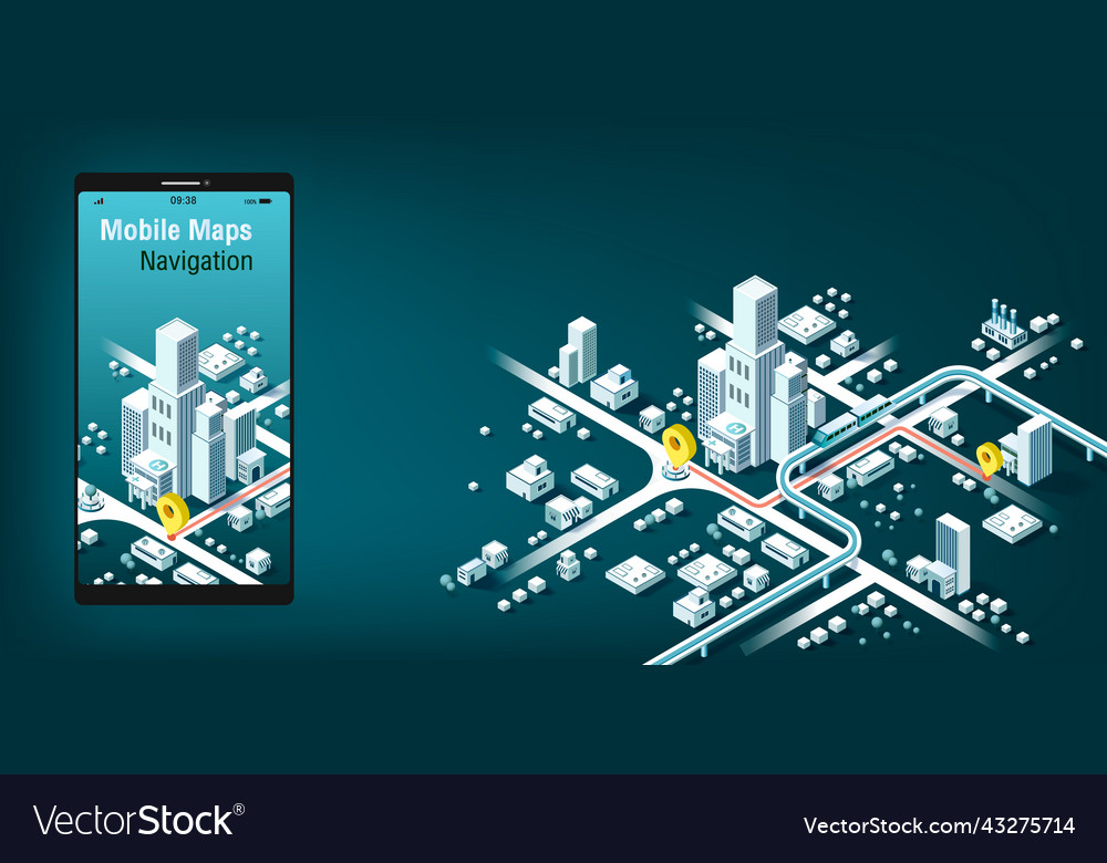 Mobile maps navigation and tracking concept