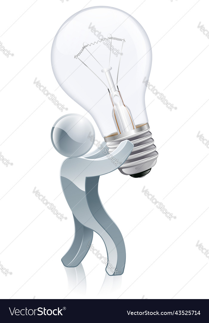 Person holding lightbulb vector image Person holding lightbulb