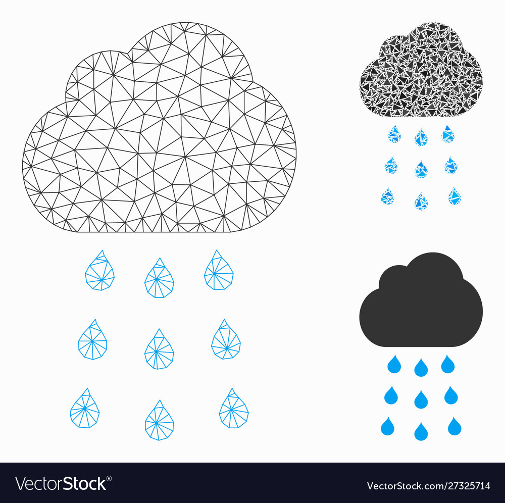 Rain cloud mesh 2d model and triangle vector image Rain cloud mesh 2d model and triangle