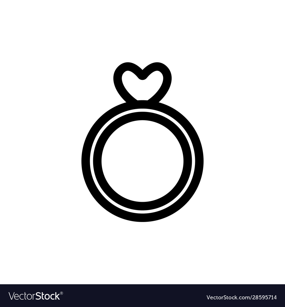 Ring with gem icon isolated contour symbol Vector Image