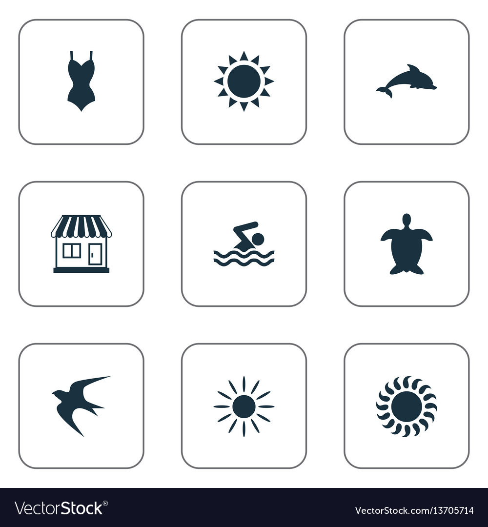 Set of simple seaside icons