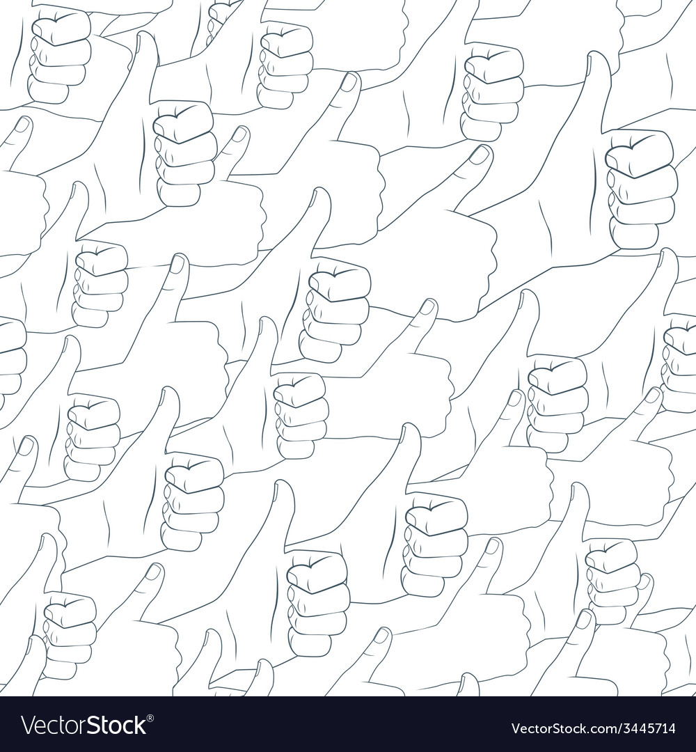 Thumbs up drawn by hands seamless pattern flat Vector Image