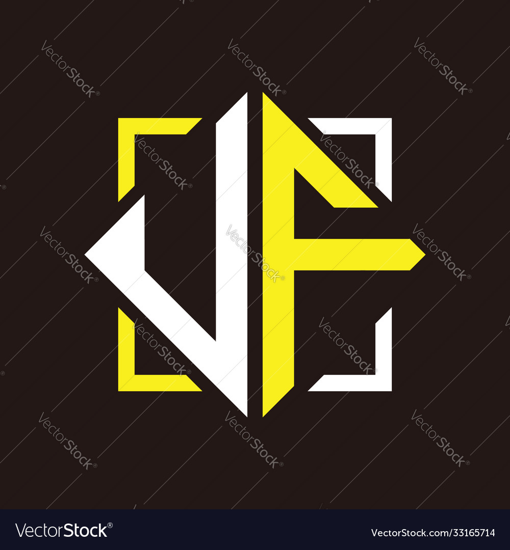 U f initials quadrangle monogram with square