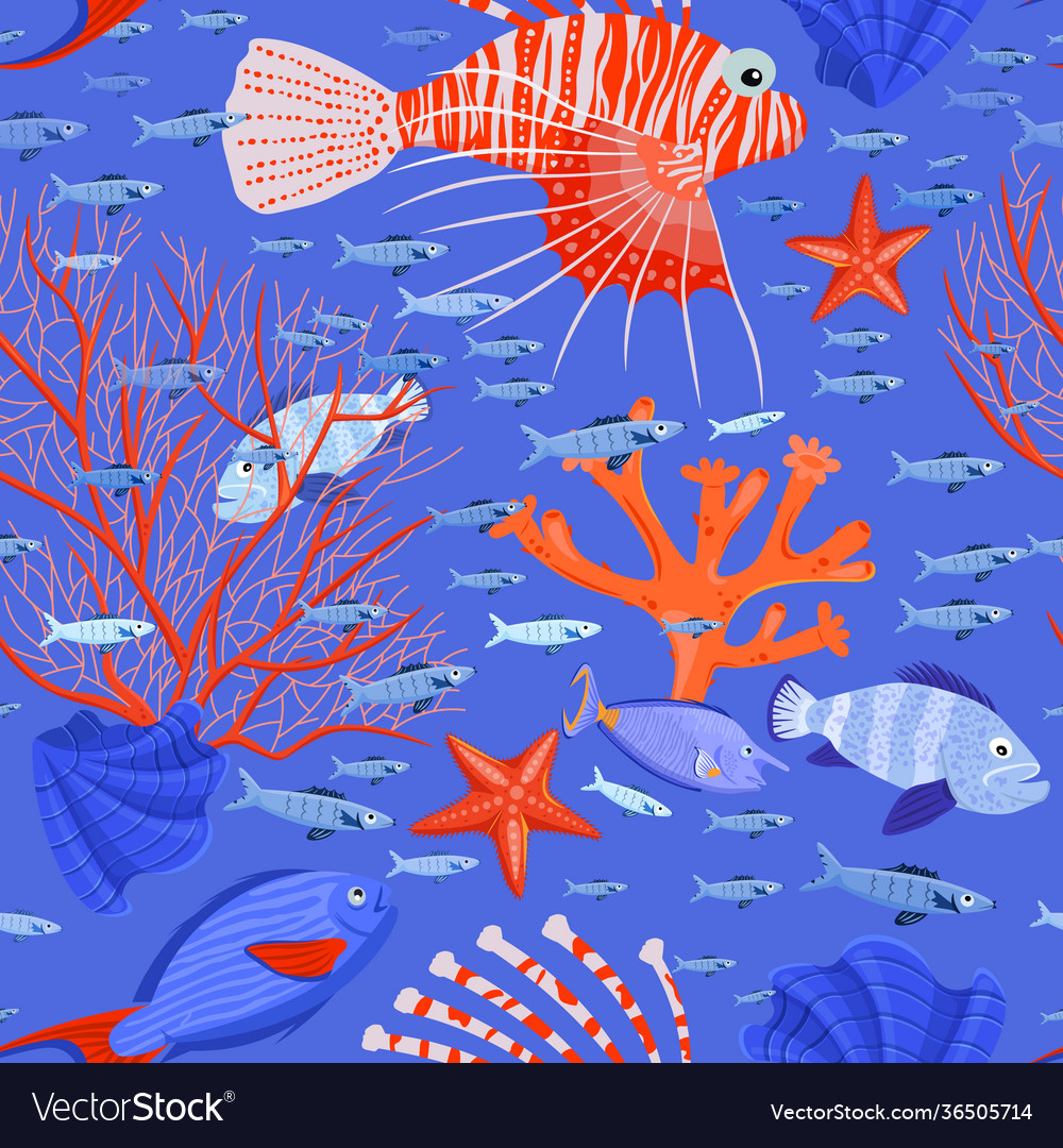 Undersea seamless pattern vector image Undersea seamless pattern