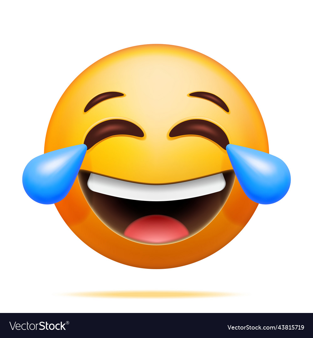 3d yellow laugh emoticon with tears Royalty Free Vector