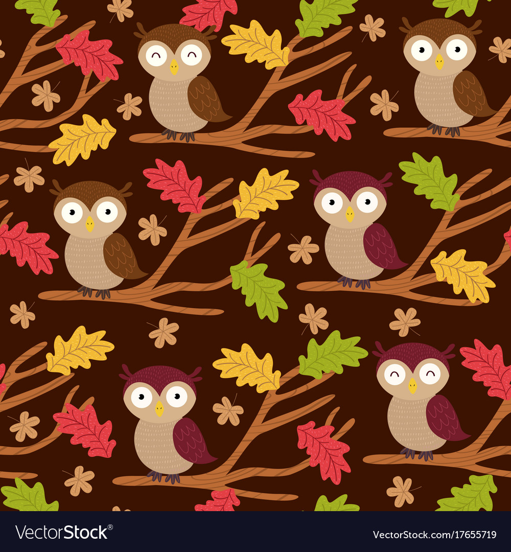 Autumn Owl Branch Pattern
