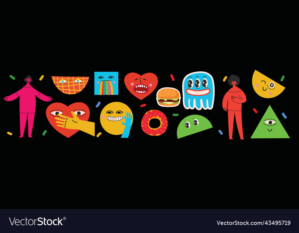 Collection of round square triangular and heart Vector Image Collection of round square triangular and heart