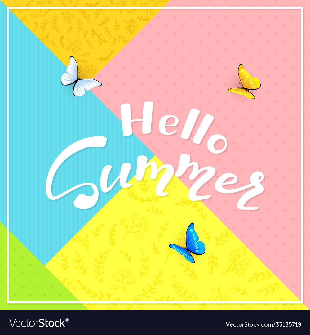 Colorful background and text hello summer vector image Colorful background and text hello summer