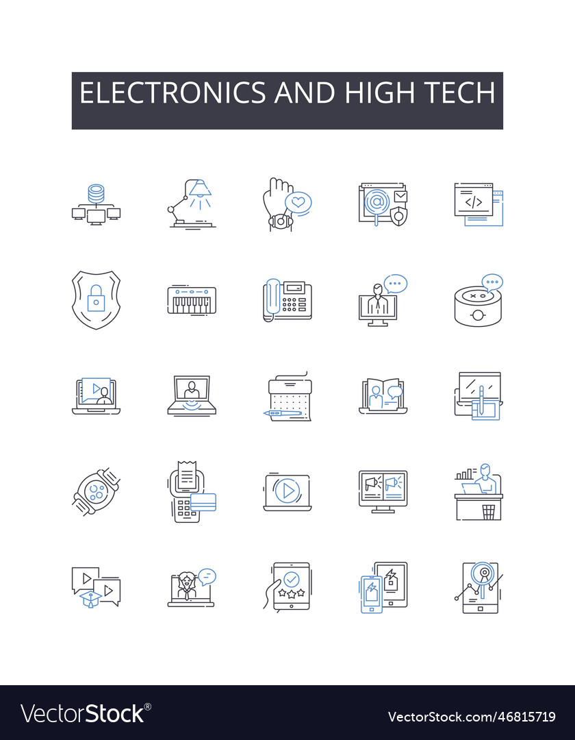 Electronics and high tech line icons collection