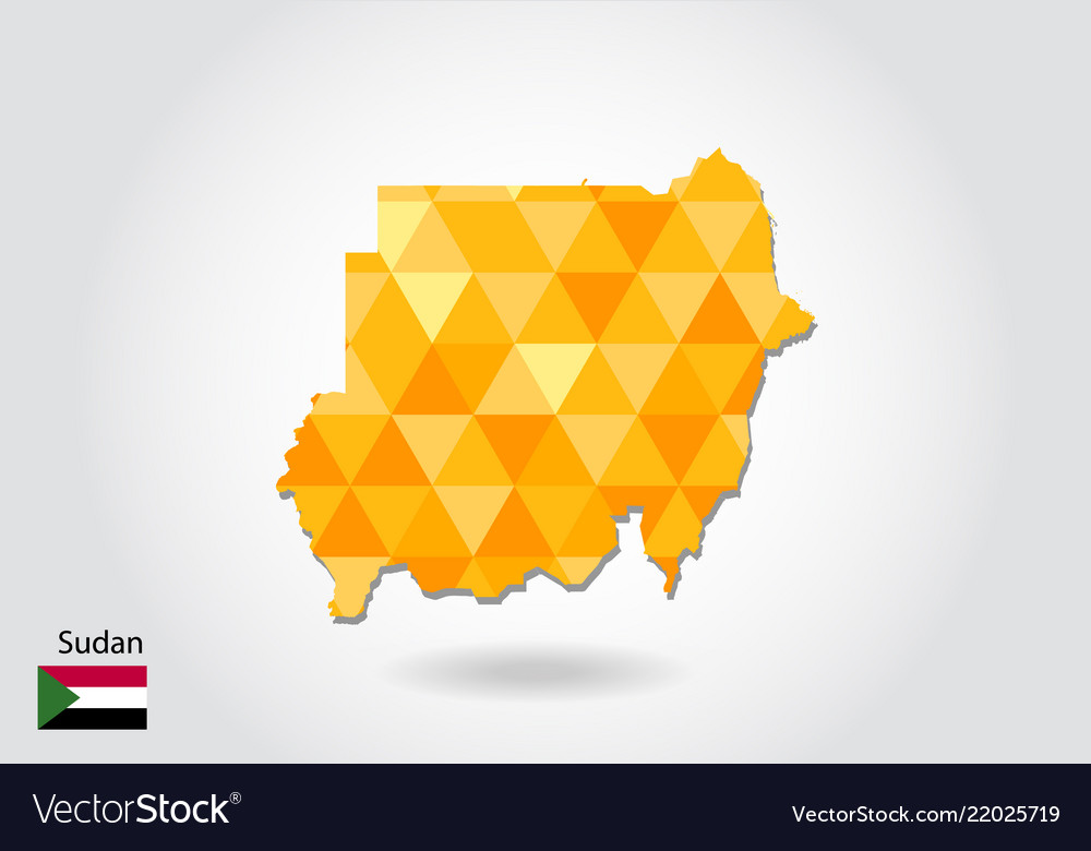 Geometric Polygonal Style Map Of Sudan Low Poly Vector Image