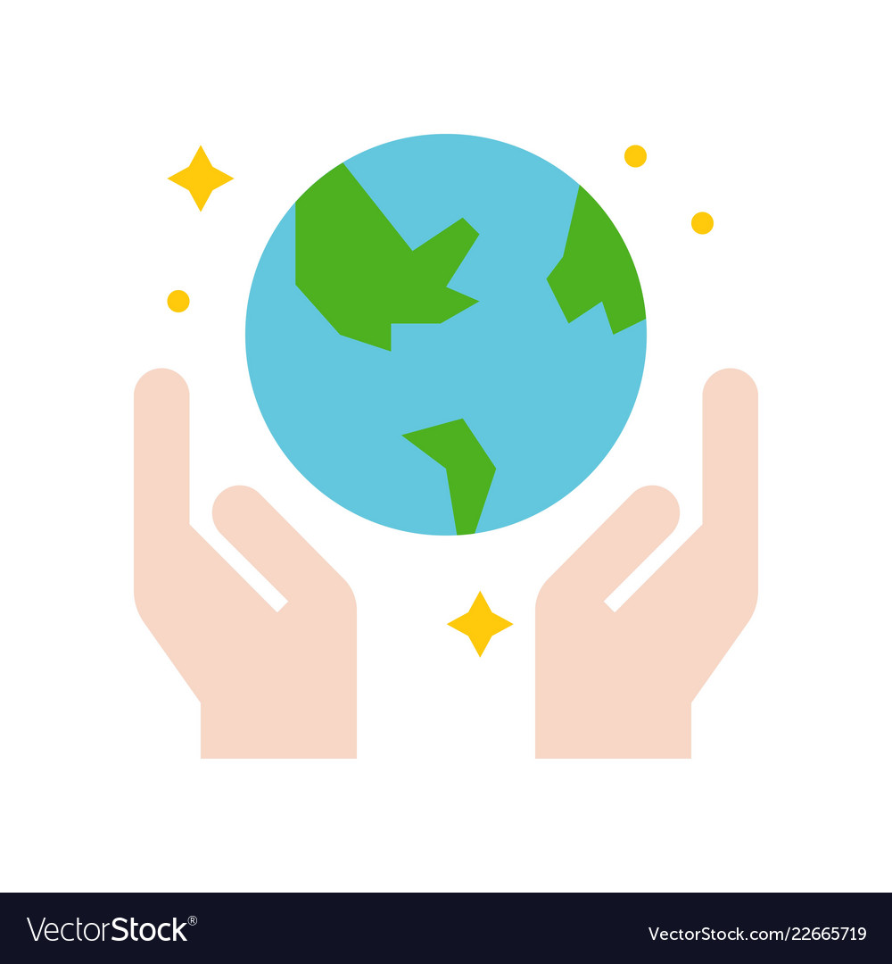 Hand and globe save world icon flat design Vector Image