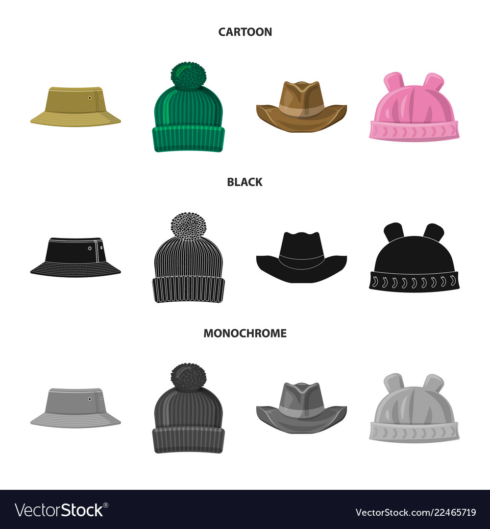 Isolated object of headgear and cap symbol set