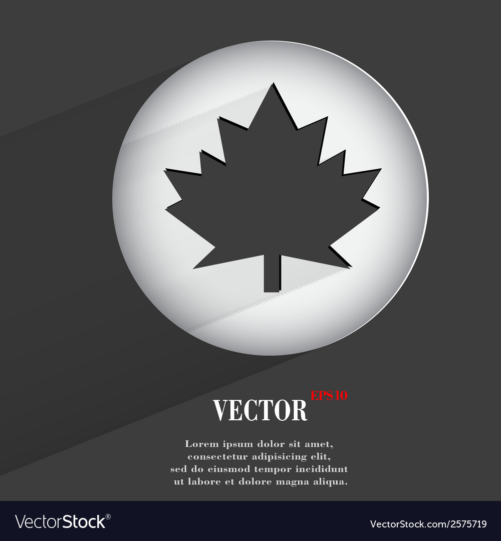 Maple leaf flat modern web button with long shadow