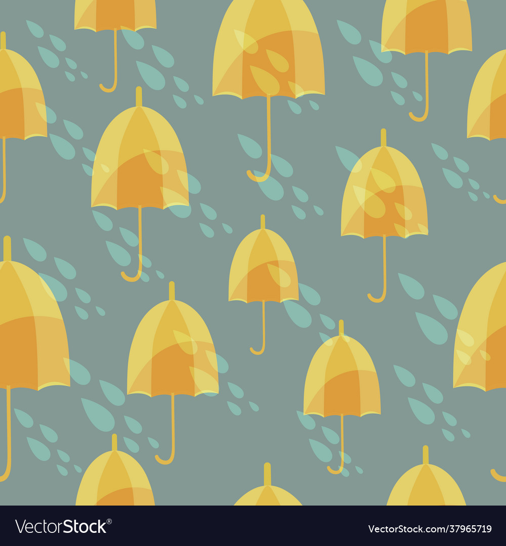 Seamless pattern with an umbrellas and rain vector image Seamless pattern with an umbrellas and rain