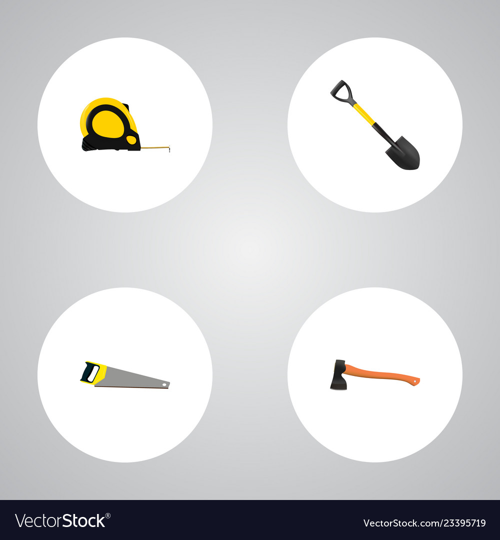 Set of instruments realistic symbols with ax Vector Image Set of instruments realistic symbols with ax
