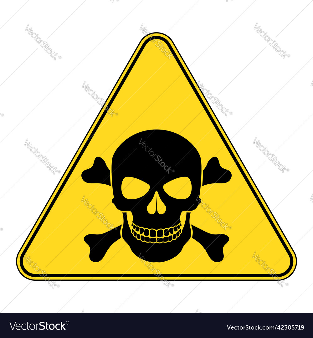 Skull and bones warning sign danger