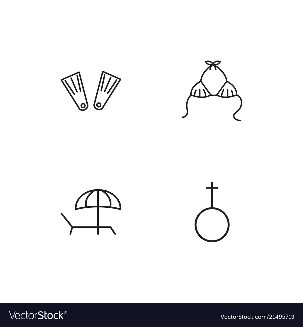 Summer linear icons set simple outline