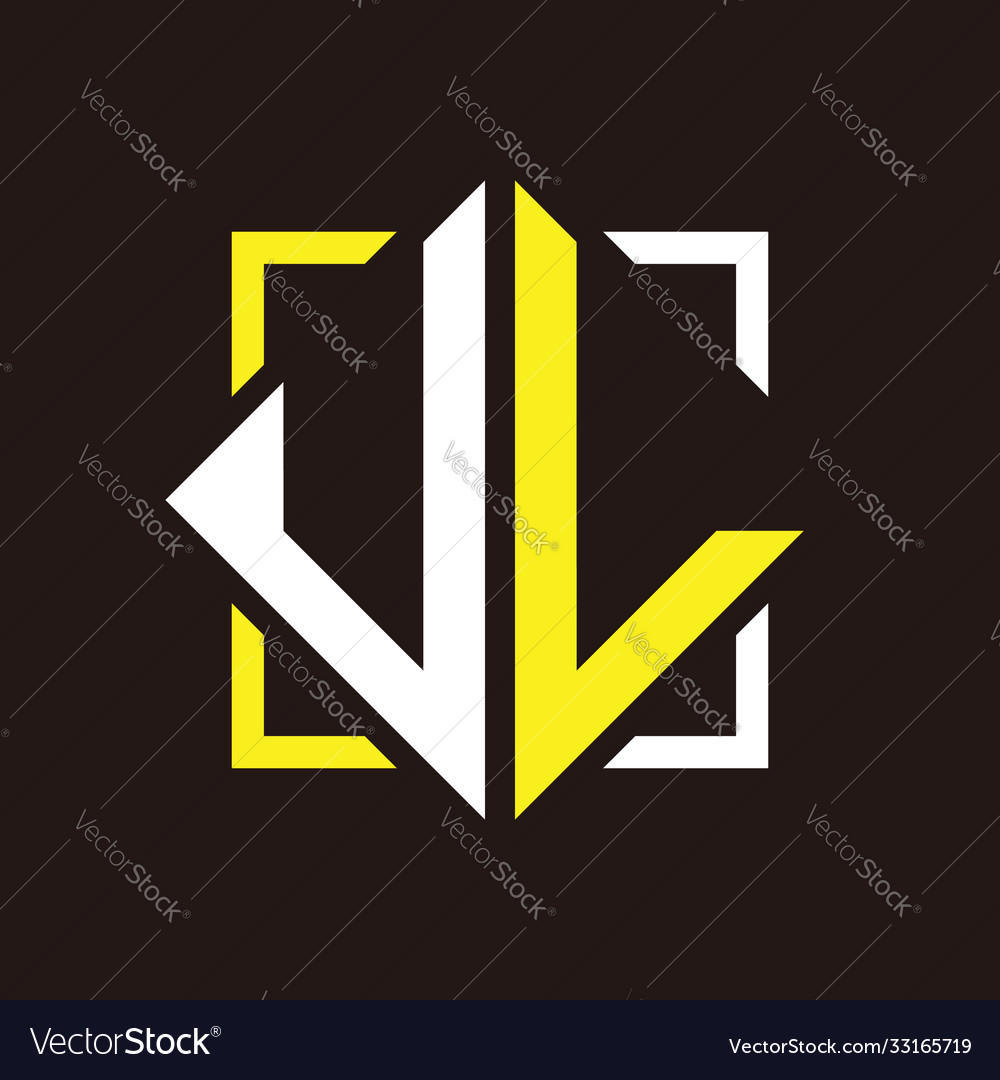 U l initials quadrangle monogram with square Vector Image U l initials quadrangle monogram with square
