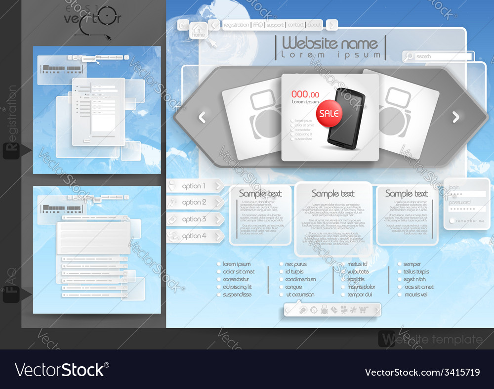 Website design template menu elements