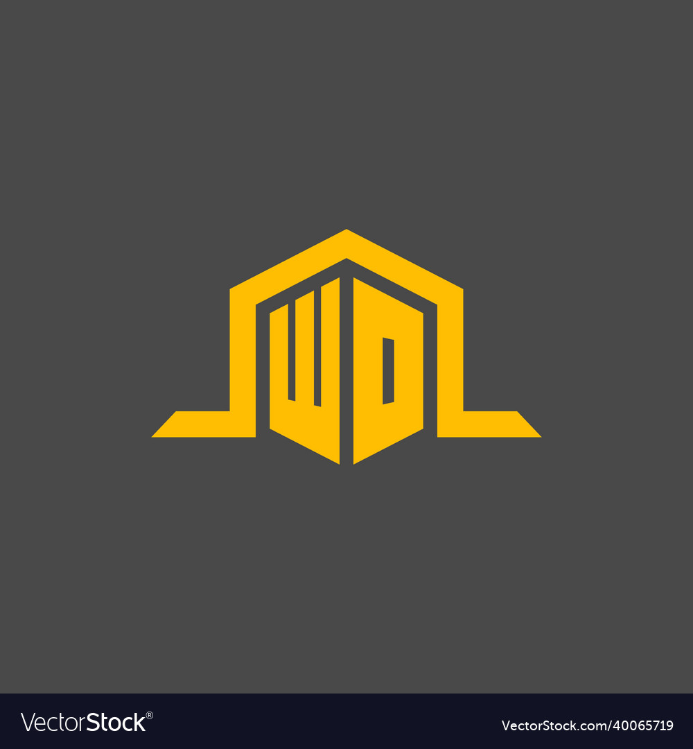 Wo monogram initial logo with hexagon style design