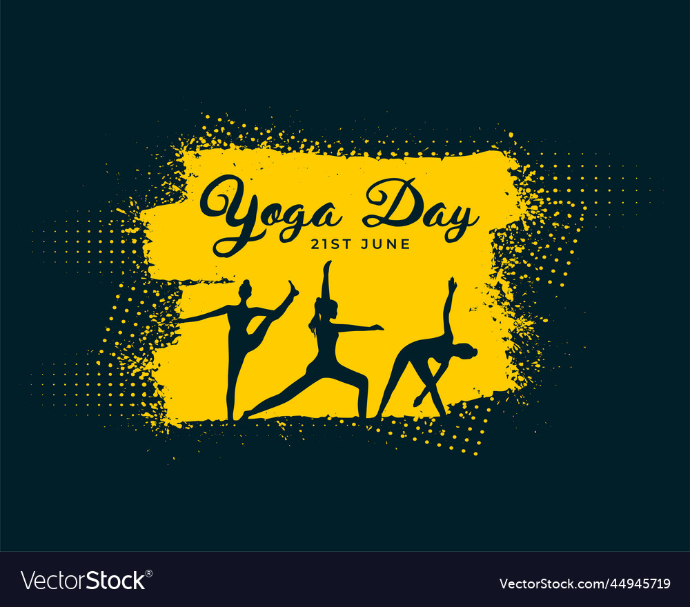 Yoga day poster design with different poses Vector Image