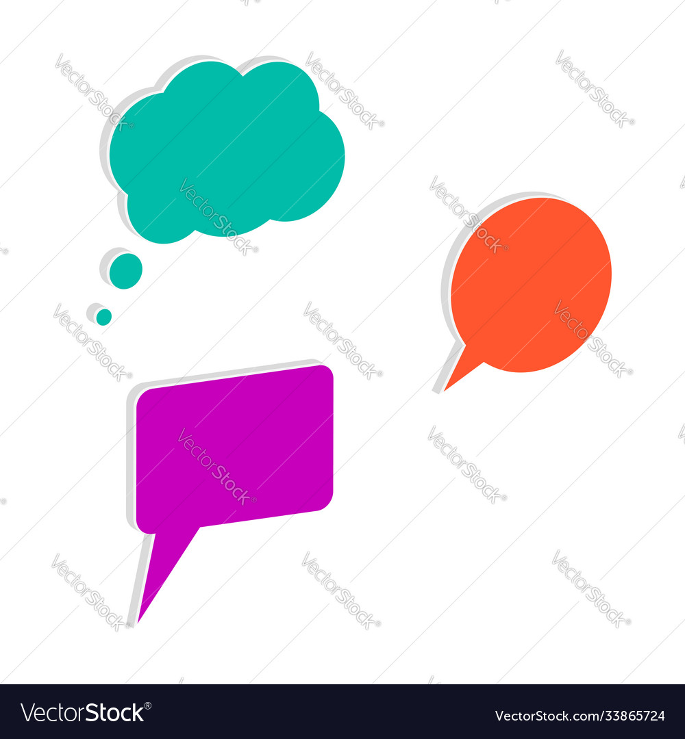 3d think cloud and square round speech vector image 3d think cloud and square round speech